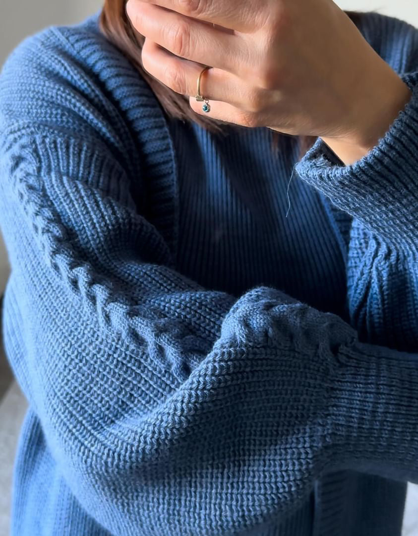 Ensemble Robe gilet en tricot bleu