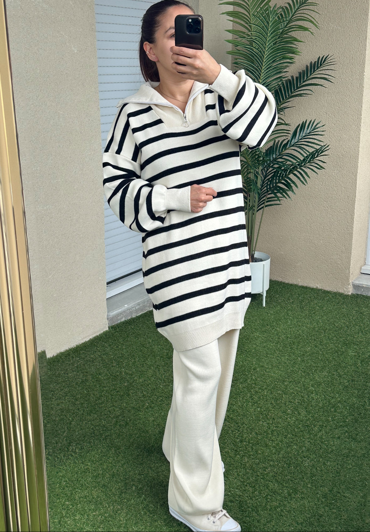 Ensemble 2 pièces pull à demi-zip et pantalon
