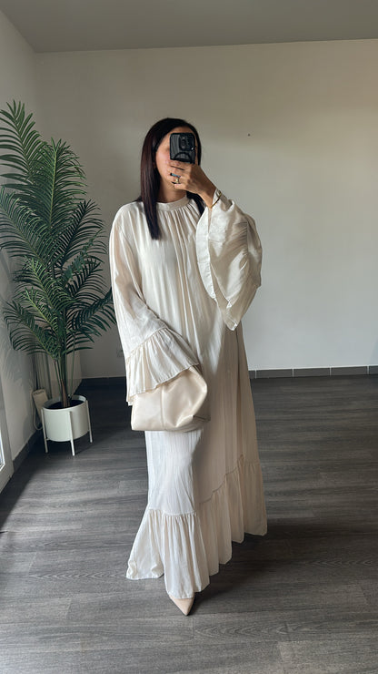 Robe longue coloris écru