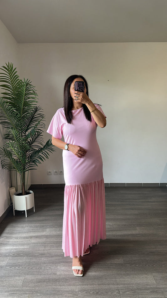 Robe longue rose