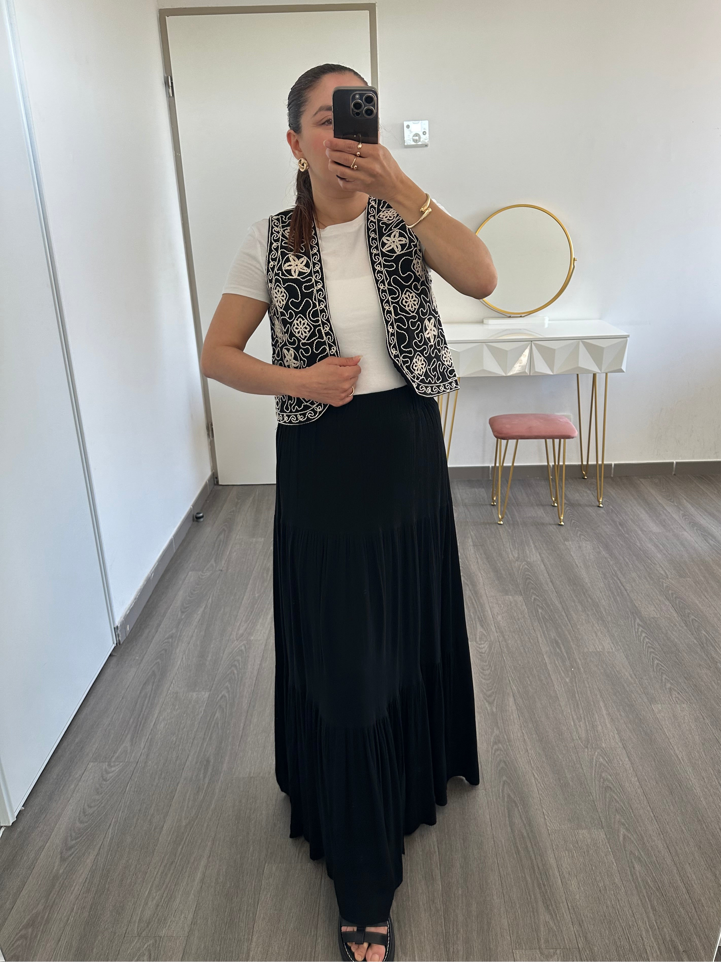 Jupe longue noire avec doublure