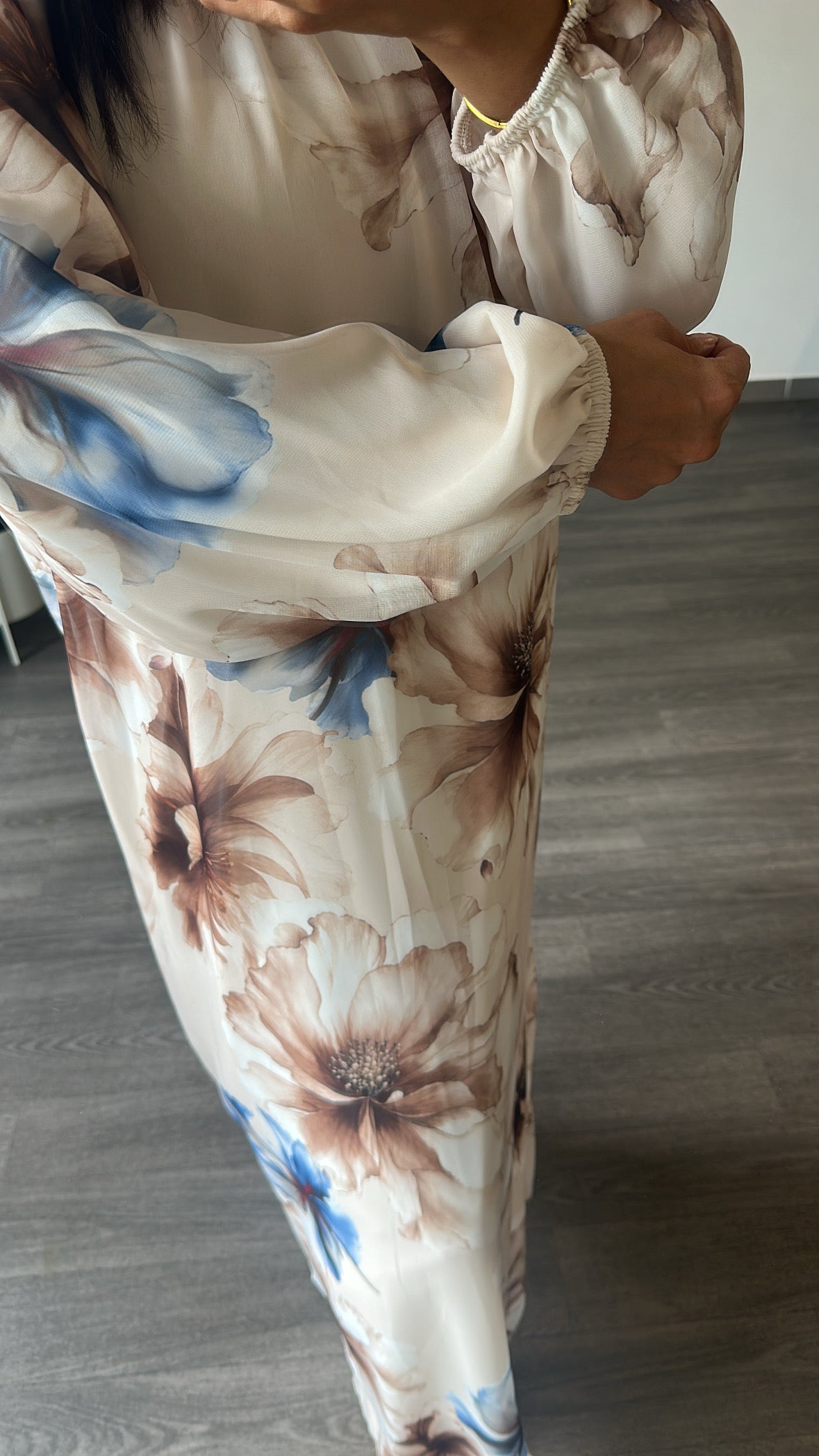 Robe longue fleurie doublée