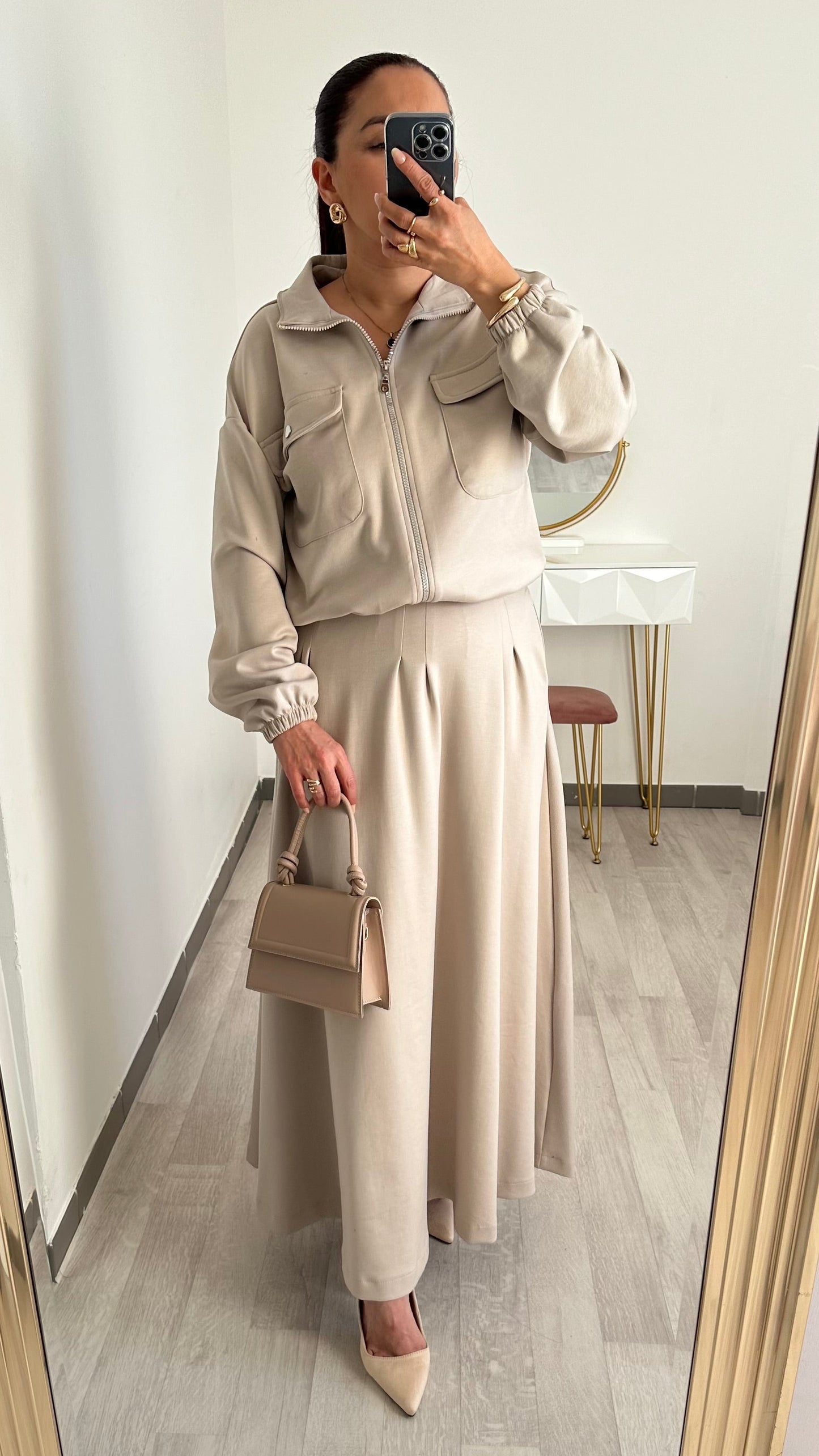 Ensemble jupe sweat zippé