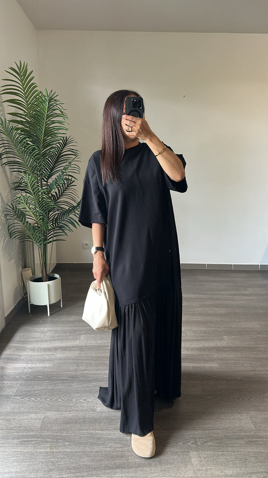 Robe longue noire en coton