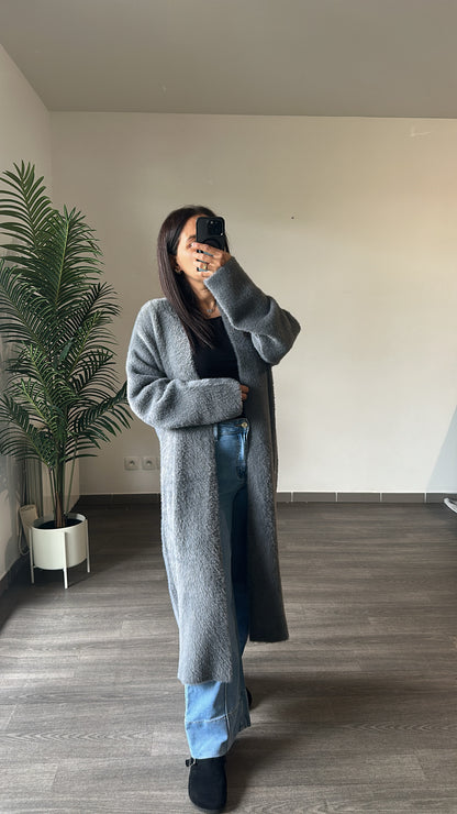 Long gilet effet moumoute