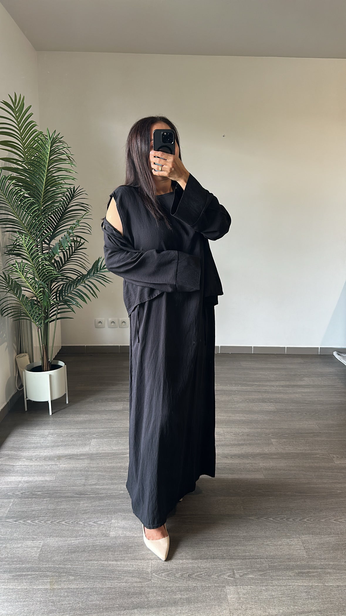 Ensemble Robe Sans Manches & Gilet à Nouer – Noir