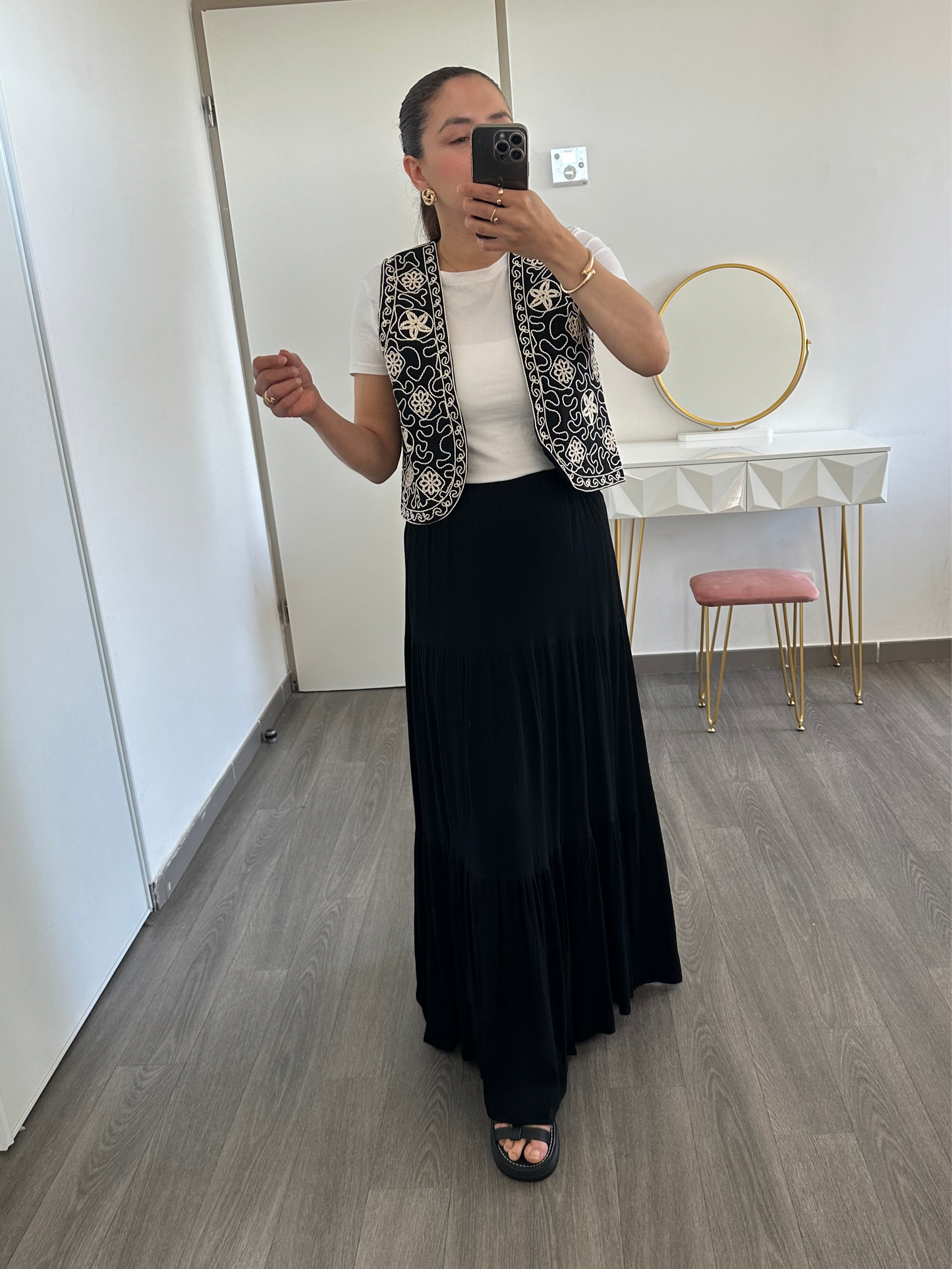 Jupe longue noire avec doublure