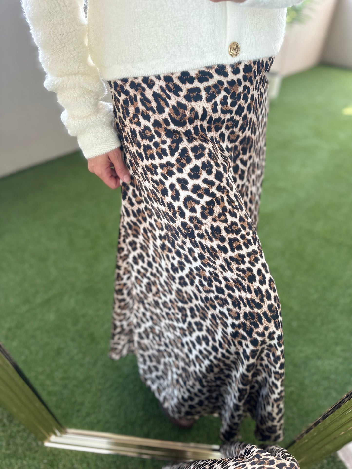 Jupe satinée léopard