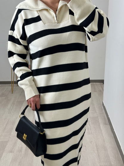 Robe pull à col demi zip