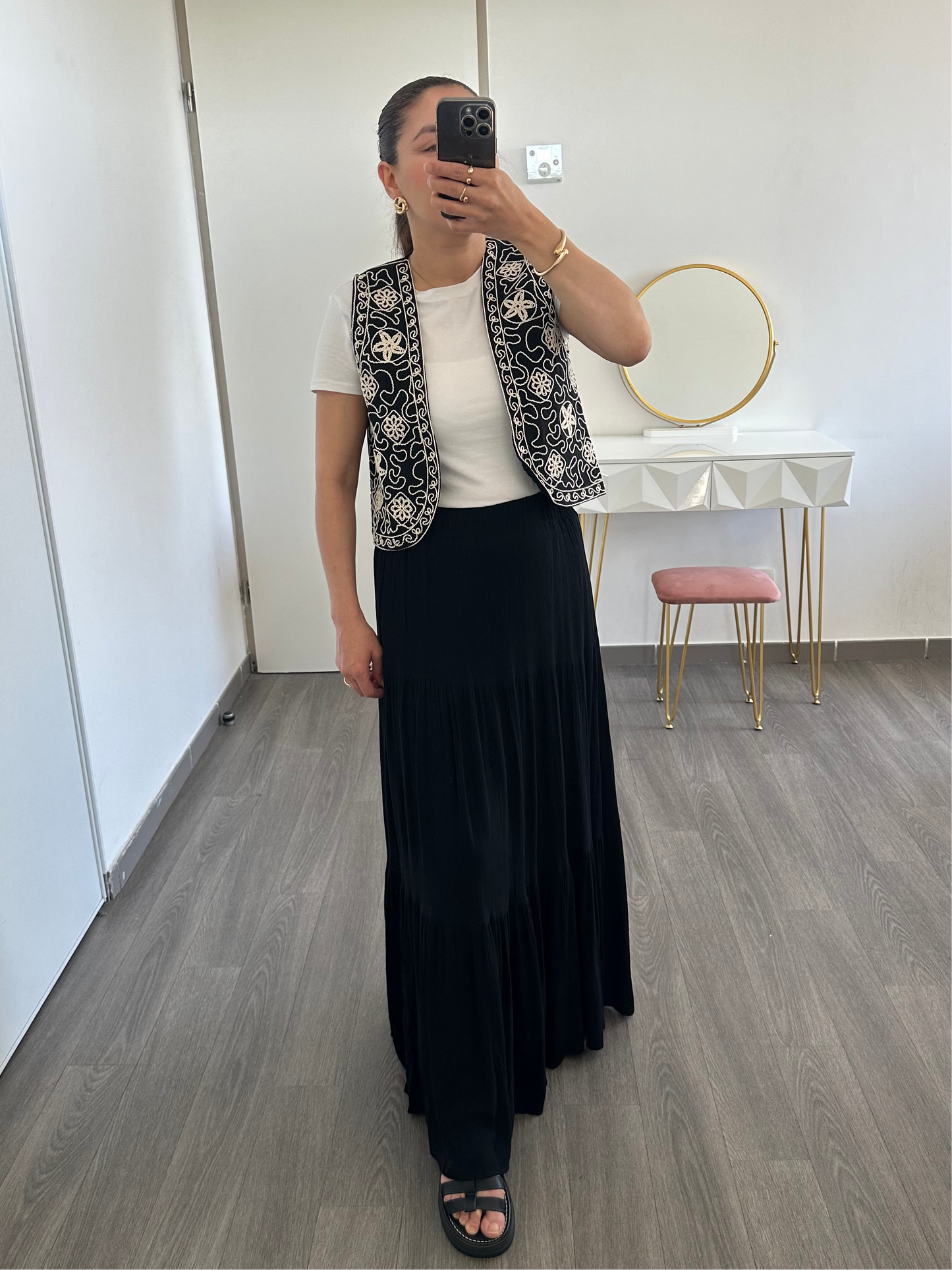 Jupe longue noire avec doublure