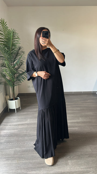 Robe longue noire en coton