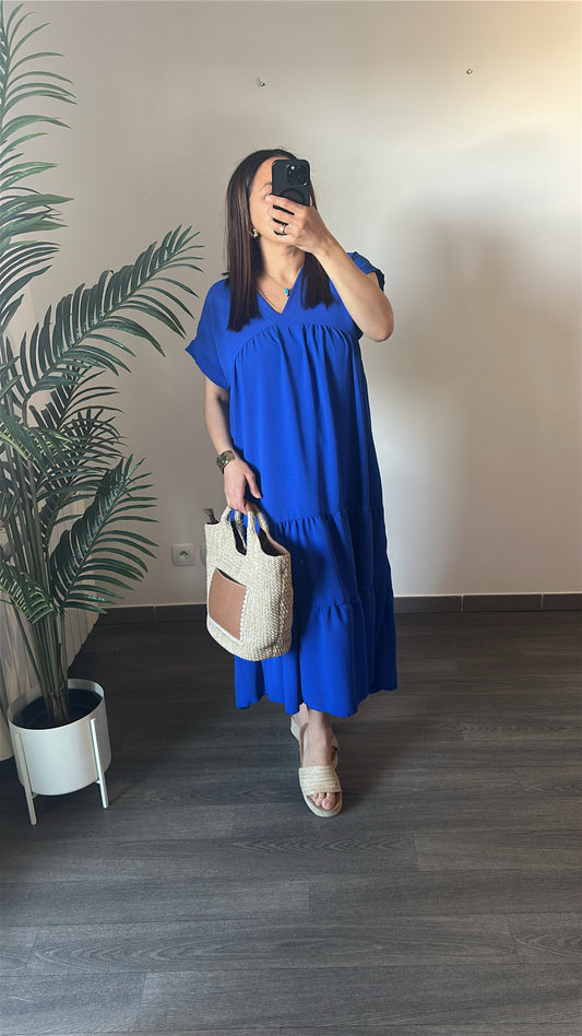 Robe Longue à Étages - Bleu