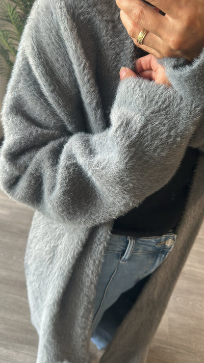 Long gilet effet moumoute