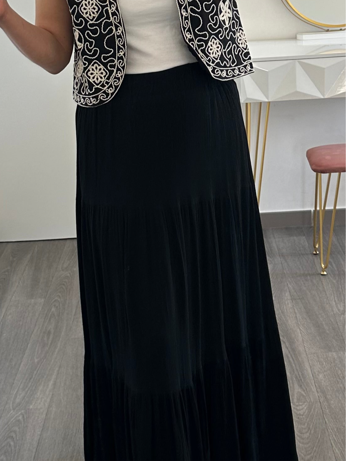 Jupe longue noire avec doublure