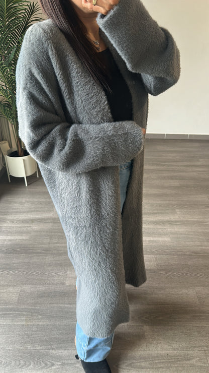 Long gilet effet moumoute