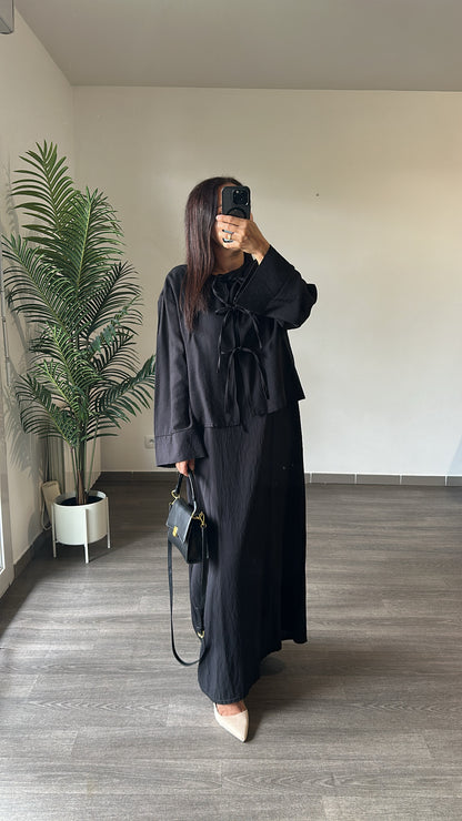 Ensemble Robe Sans Manches & Gilet à Nouer – Noir