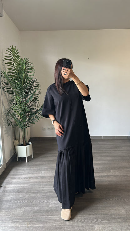 Robe longue noire en coton