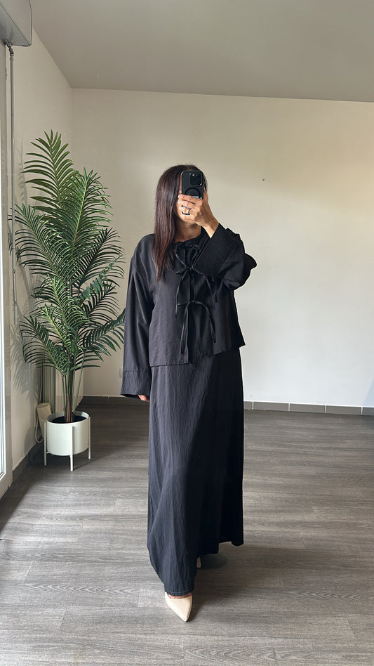 Ensemble Robe Sans Manches & Gilet à Nouer – Noir