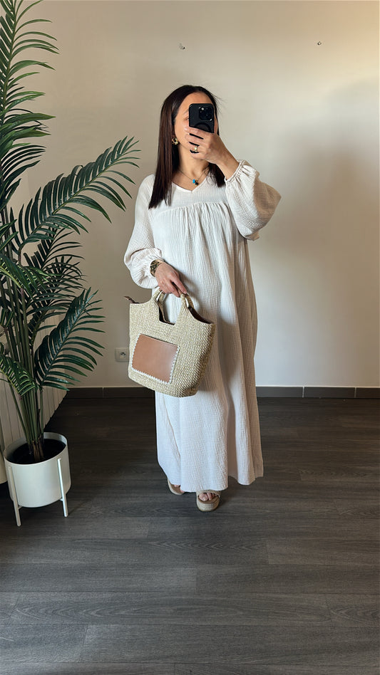 Robe longue en gaze de coton