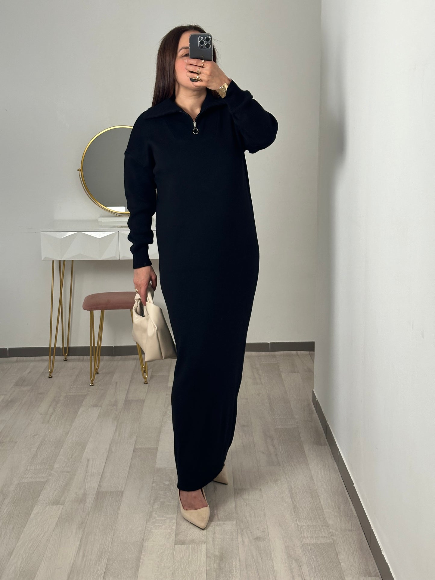 Robe pull à col demi zip