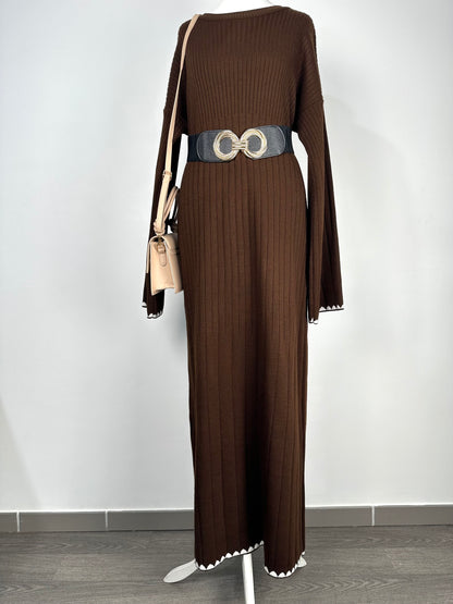 Robe longue marron