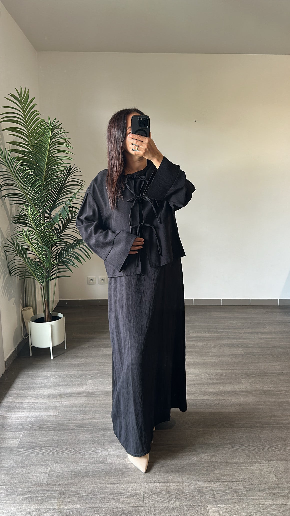 Ensemble Robe Sans Manches & Gilet à Nouer – Noir