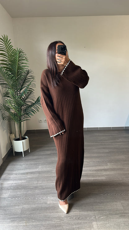 Robe longue marron