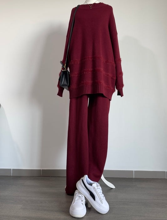 Ensemble 2 pièces avec détails en fourrure