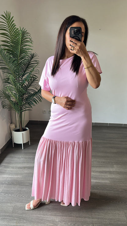 Robe longue rose
