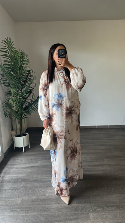 Robe longue fleurie doublée