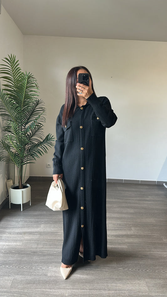 Robe longue boutonnée en maille texturée