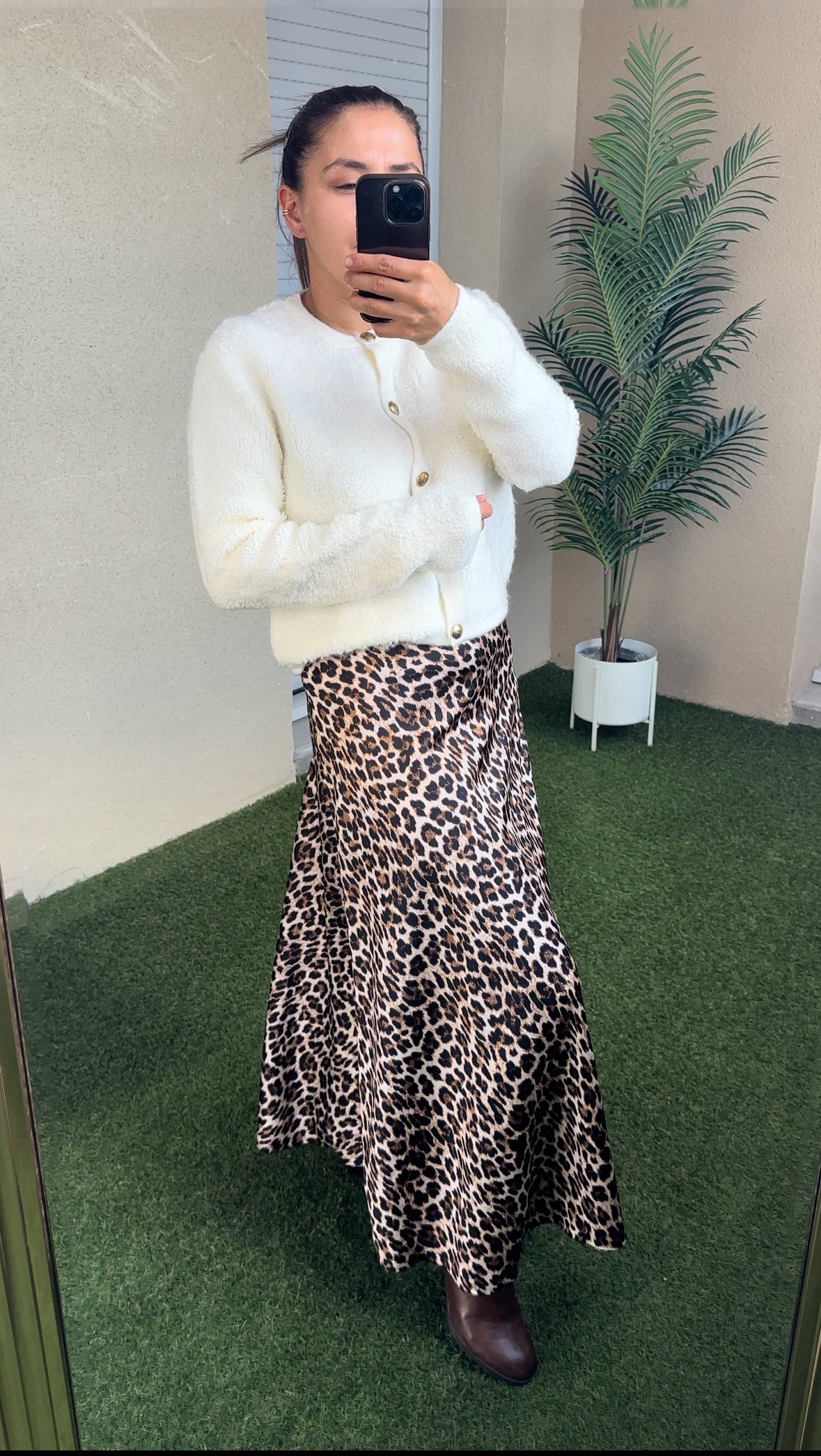 Jupe satinée léopard