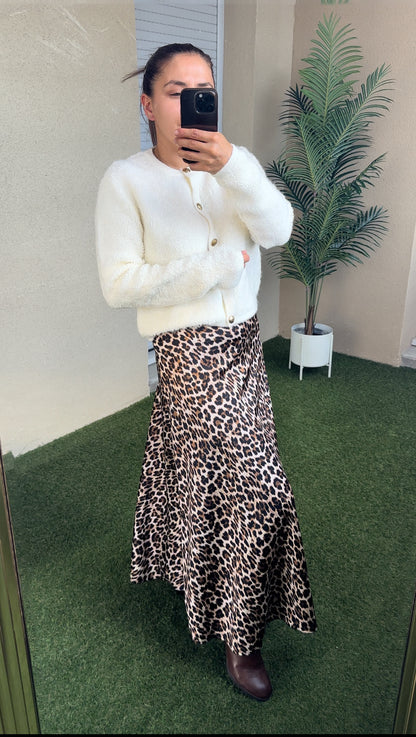 Jupe satinée léopard