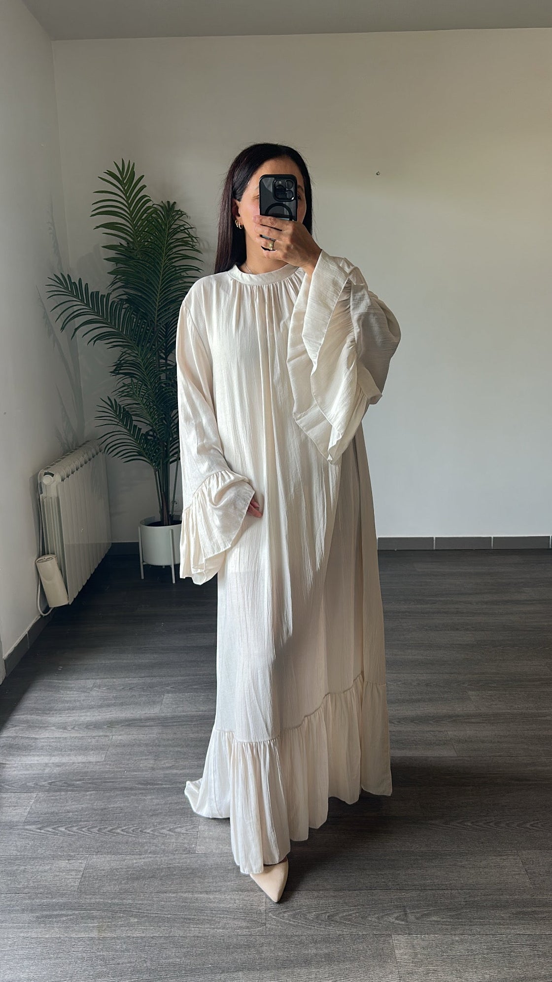 Robe longue coloris écru