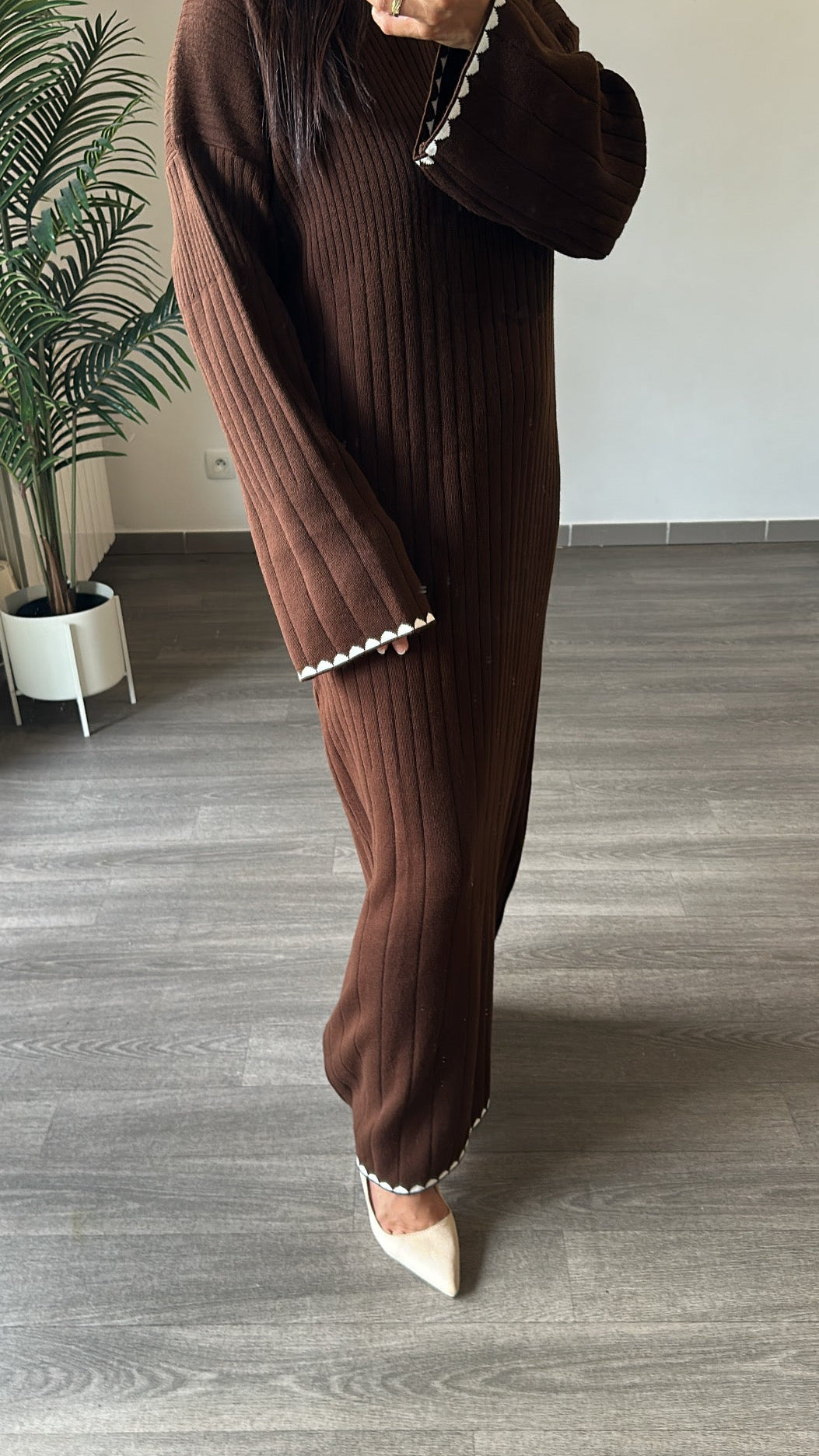 Robe longue marron
