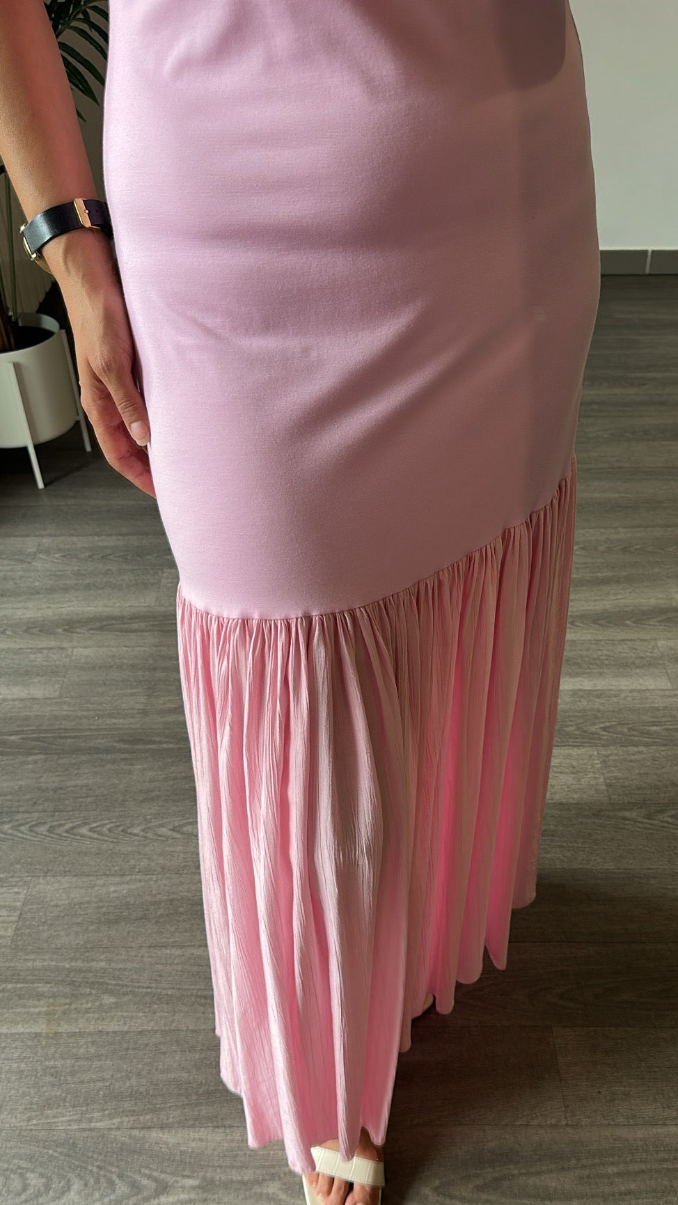 Robe longue rose