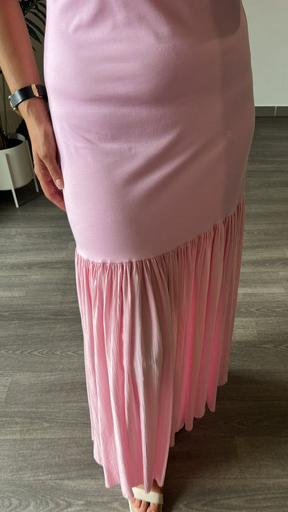 Robe longue rose
