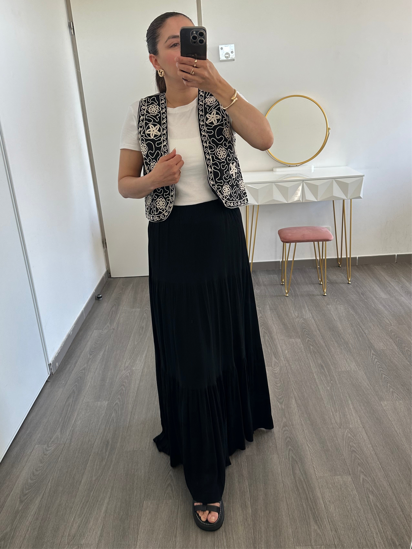 Jupe longue noire avec doublure