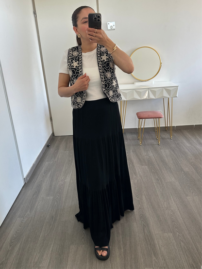 Jupe longue noire avec doublure