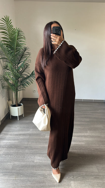 Robe longue marron