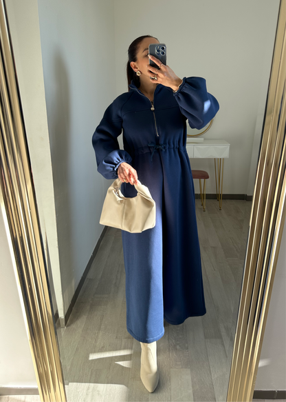 Robe longue sweat avec cordon de serrage