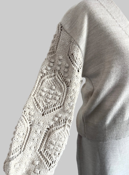 Ensemble cardigan et jupe beige