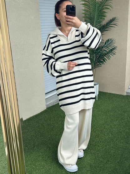 Ensemble 2 pièces pull à demi-zip et pantalon