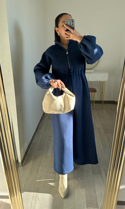 Robe longue sweat avec cordon de serrage