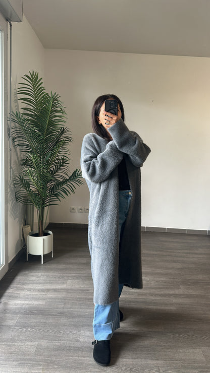 Long gilet effet moumoute