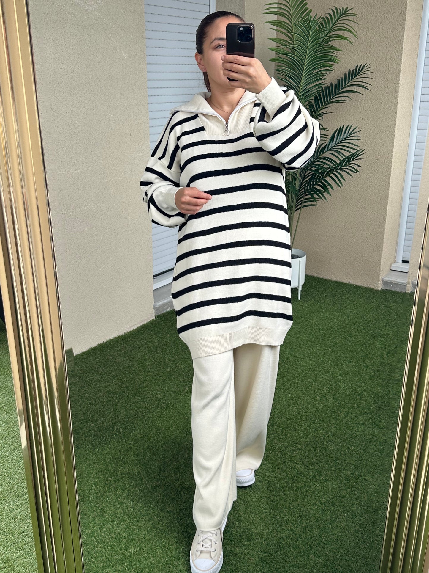 Ensemble 2 pièces pull à demi-zip et pantalon