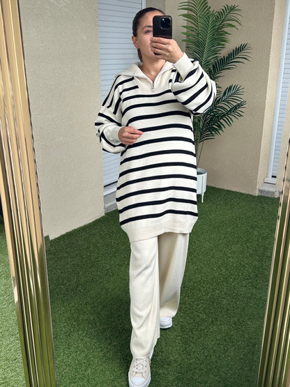 Ensemble 2 pièces pull à demi-zip et pantalon