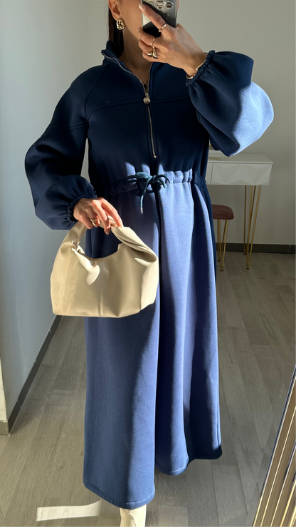 Robe longue sweat avec cordon de serrage