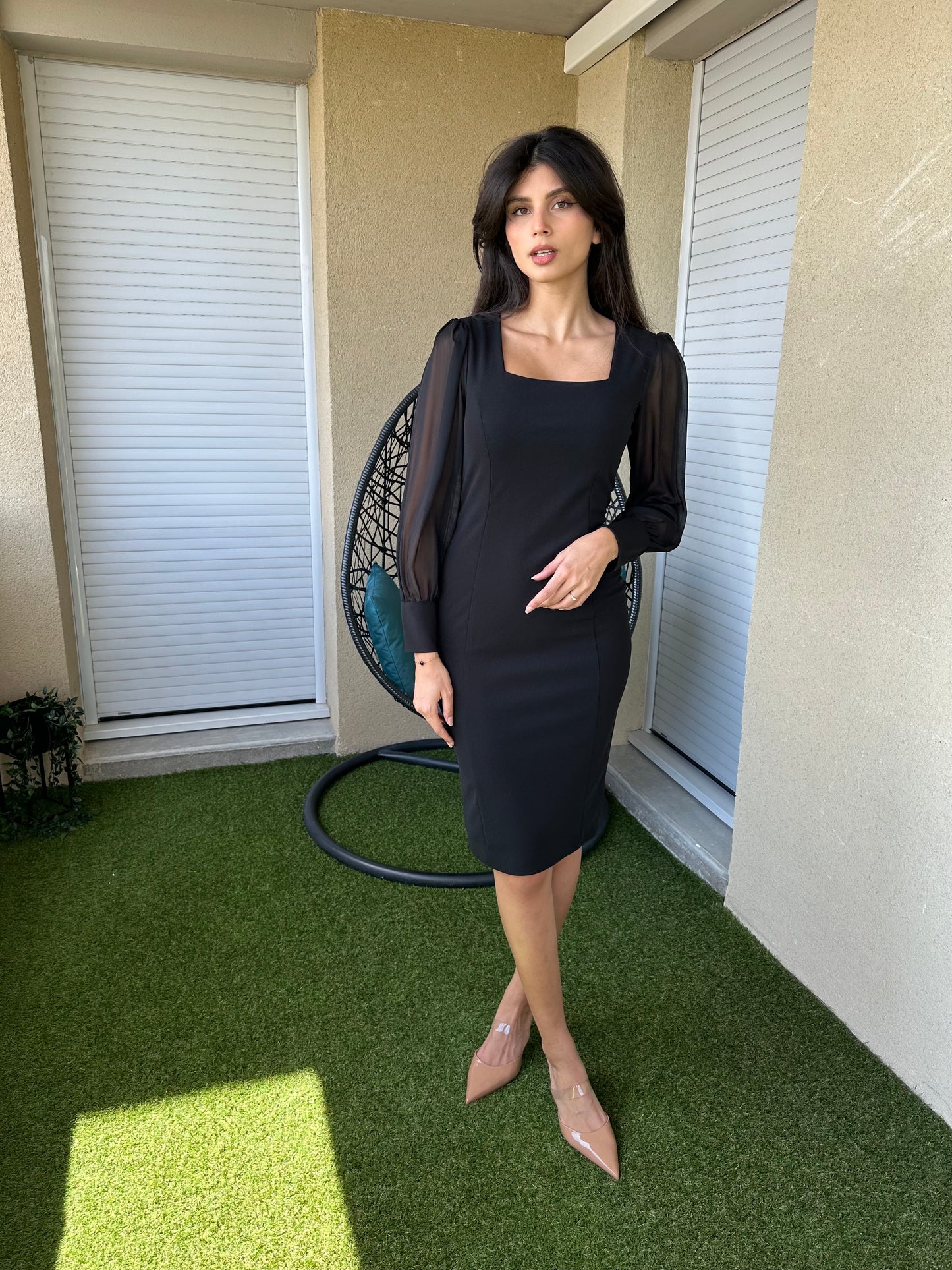 Robe avec manches en tulles