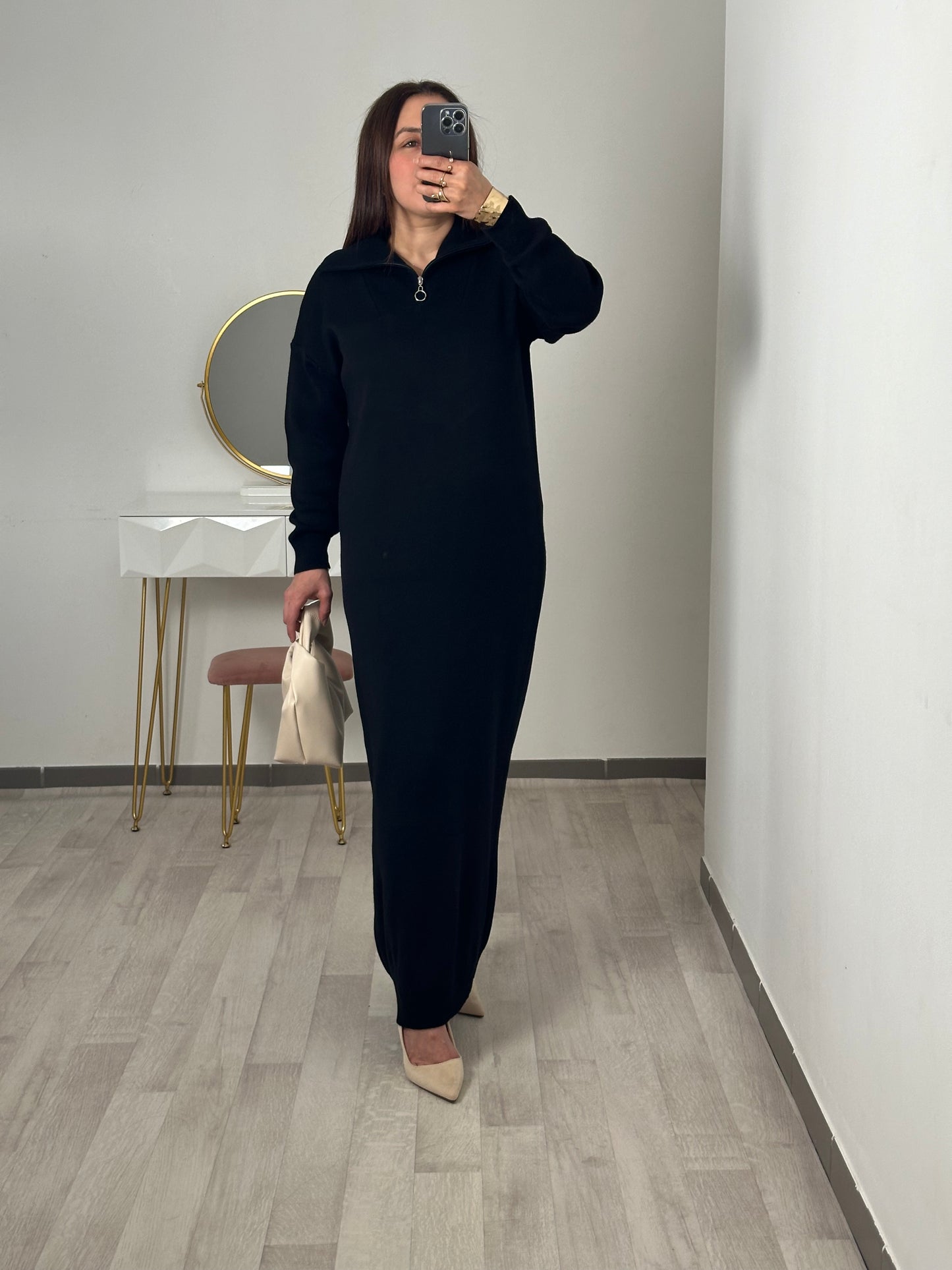 Robe pull à col demi zip